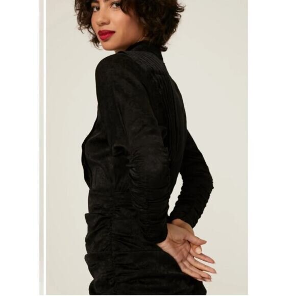 Hunter Bell Ariana Ruched Dress In Onyx Black Jacquard Size 12 - Picture 10 of 16